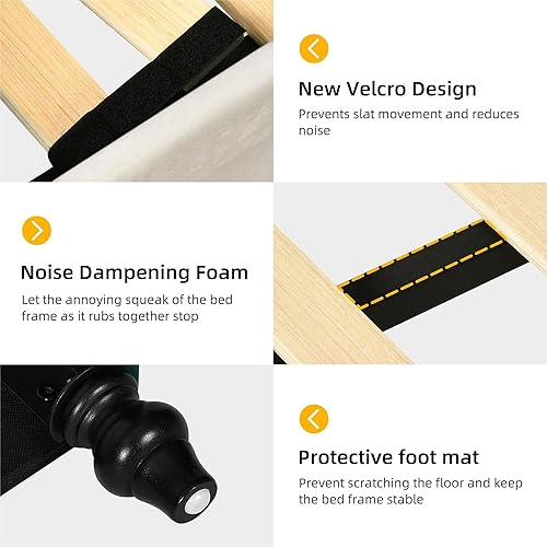 Miniatura 7 de DWVO Base de cama de tamaño matrimonial con cabecera ajustable, plataforma tapizada de 14 pulgadas con soporte de listones de madera resistente,