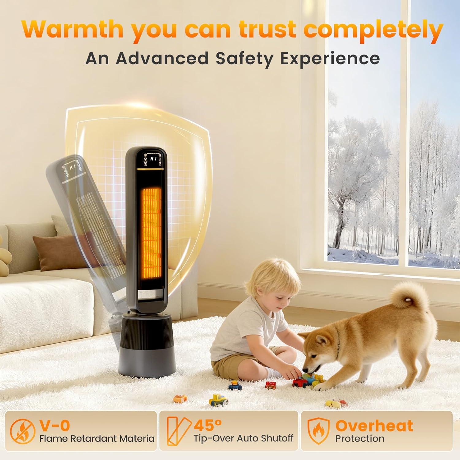 Auertech 35" Space Heater and Fan Combo, 1500W Tower Heater with Humidifier, 1.75L Water Tank, 150° Oscillating, Thermostat, 2-in-1 Electric Heater Fan for Indoor Use Large Room