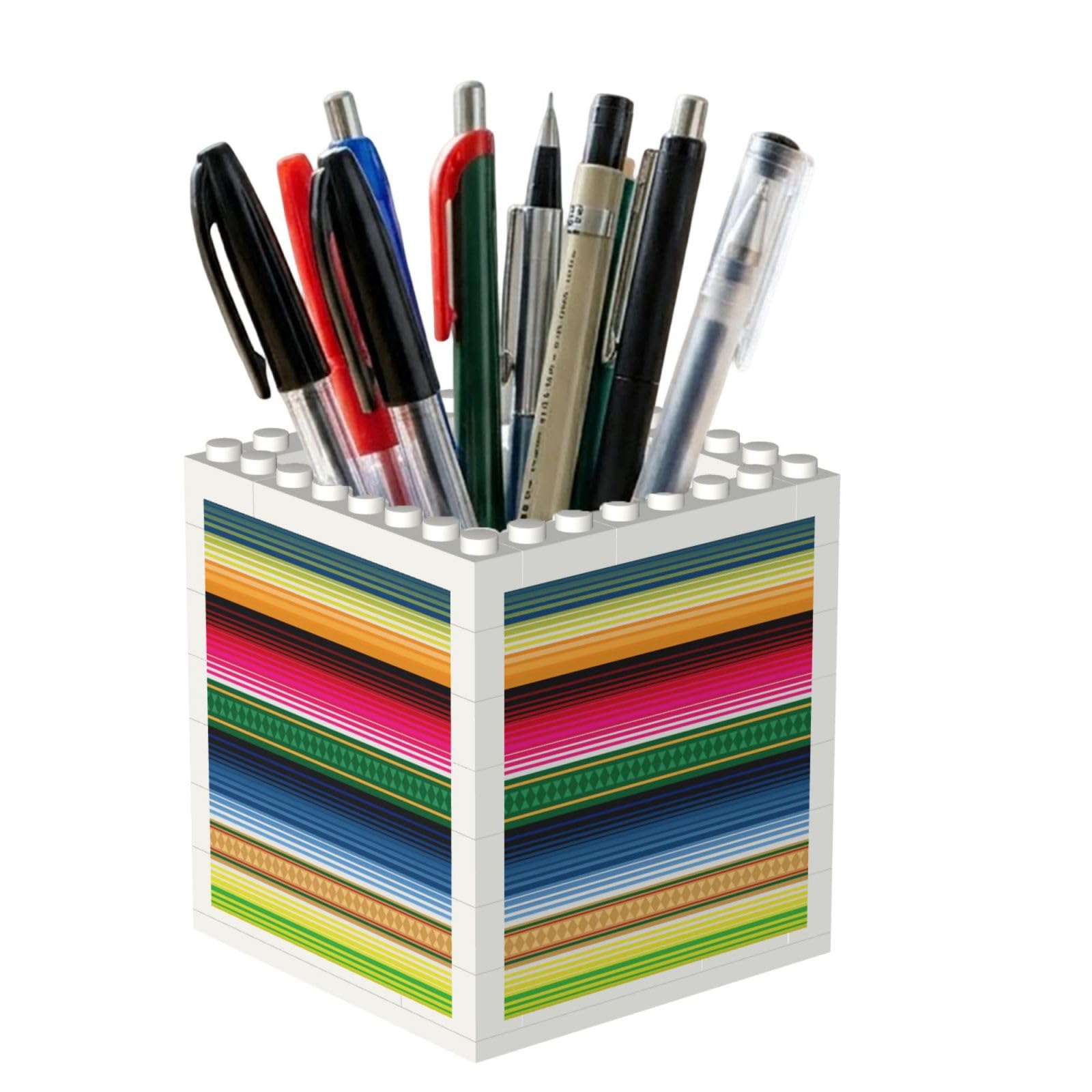 Poadnly Traditional Mexican Blanket Serape, Pen Pot Pencil Holder for Office Home School, Compact Desk Organiser for Office Stationery
