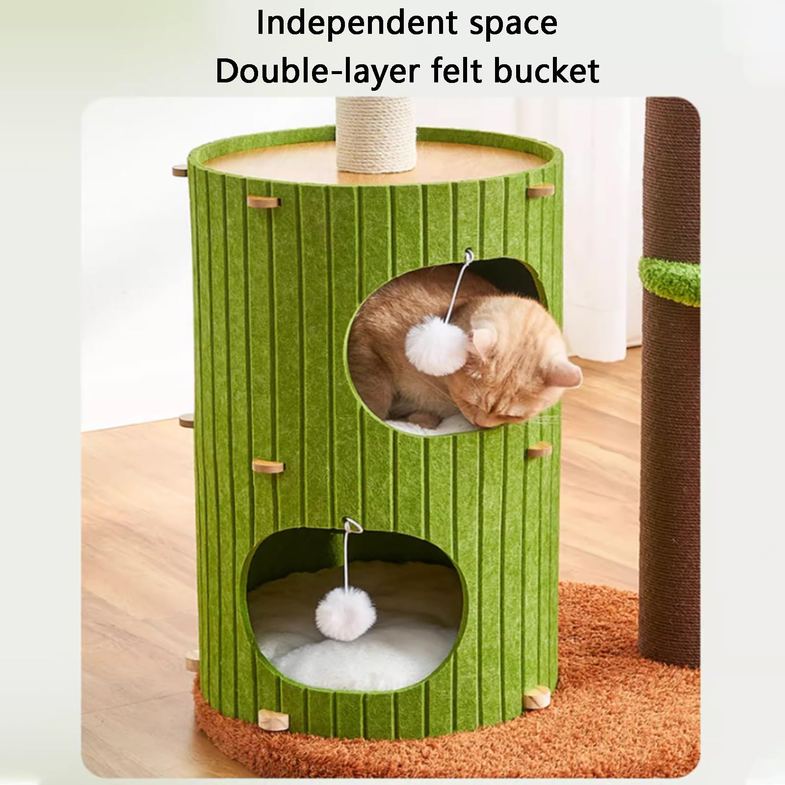 Torre per Gatti, Albero Tiragraffi, Tiragraffi per Gatti Piccoli, Tiragraffi Verde Da 102 Cm, Torre per Gatti Dall'estetica Moderna Con Nido Gatti, Capsula Spaziale E Palla Sospesa, Per Gatti Interni(