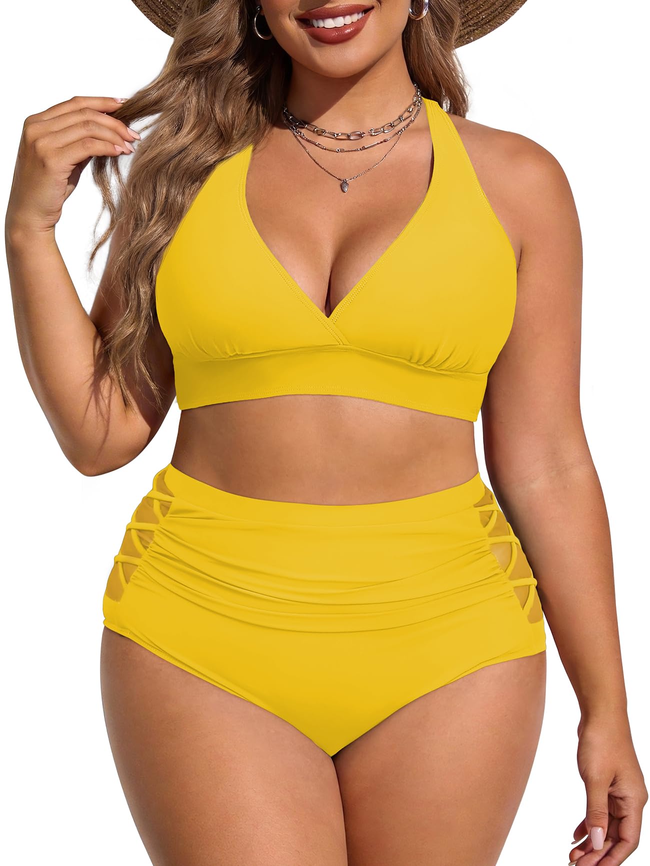 Plus Size High Waisted Bikini Set for Women