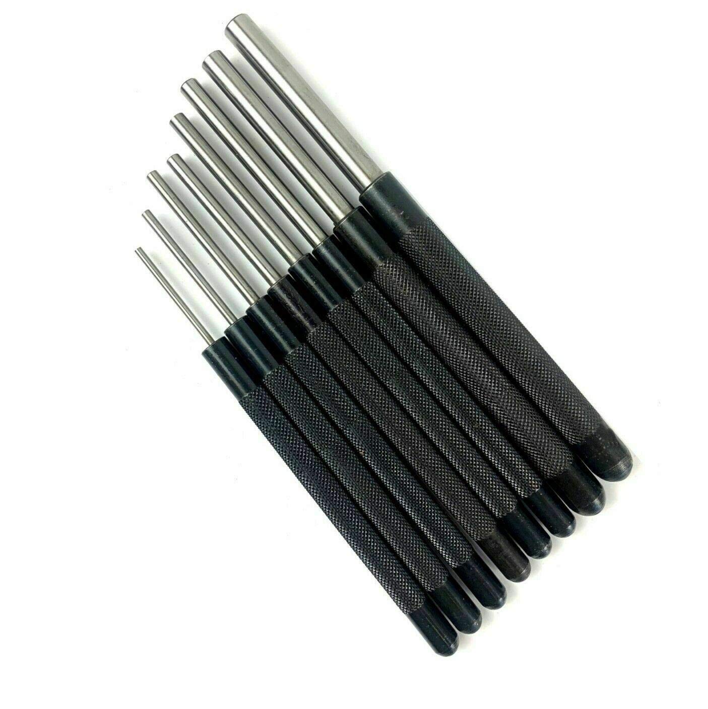 Pin Punch 8pc Parallel Set Flat Head 2.4mm - 9.5mm Long Steel Roll Nail