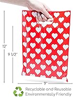 Vista 5 de 100 bolsas de 1.5 mil de grosor, 9 x 12 pulgadas, bolsas con asas extragruesas perfectas para mercancía y pequeñas empresas, con corazones blancos
