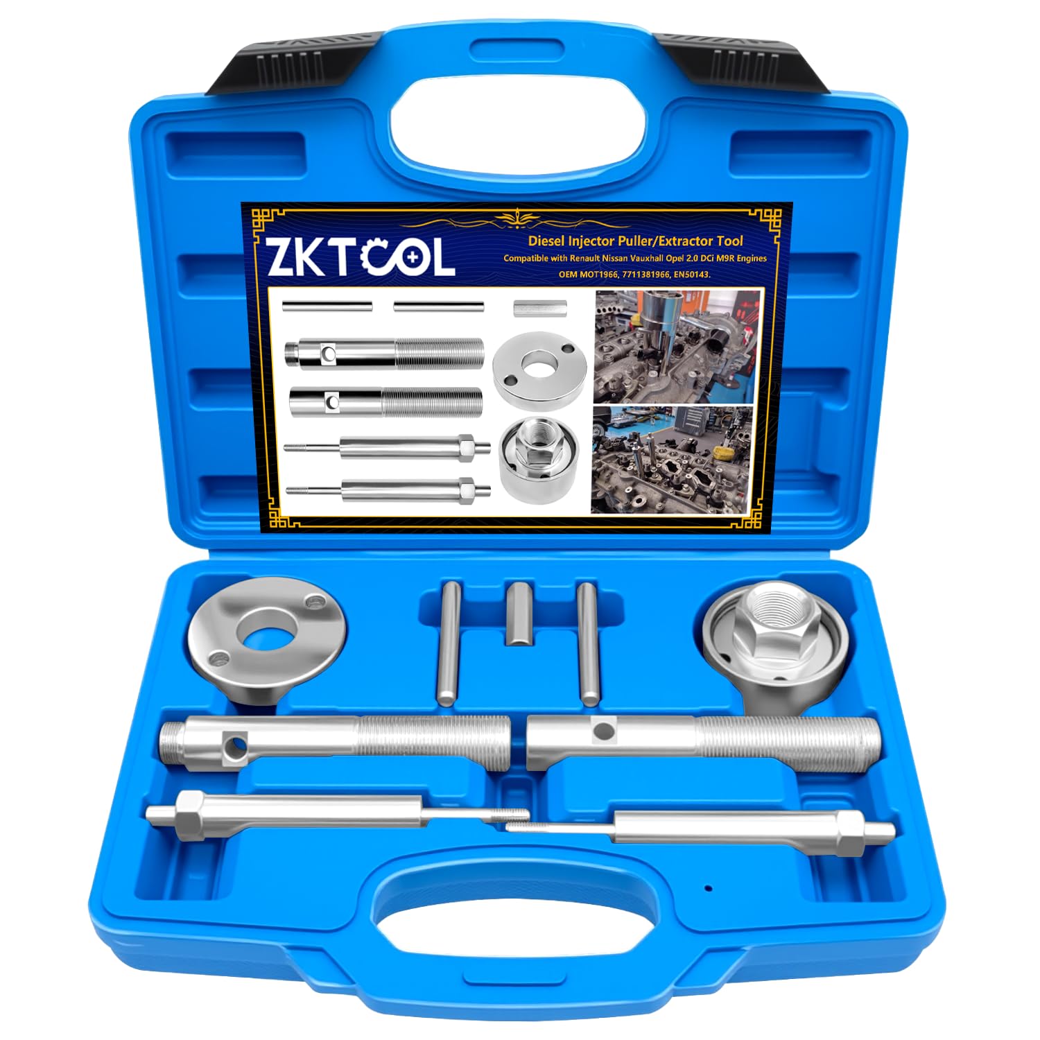 ZKTOOL Extractor/Extractor de Inyectores Diésel, Compatible con Renault, Nissan, Vauxhall y Opel 2.0 DCi M9R Motores, OEM MOT1966, 7711381966, EN50143