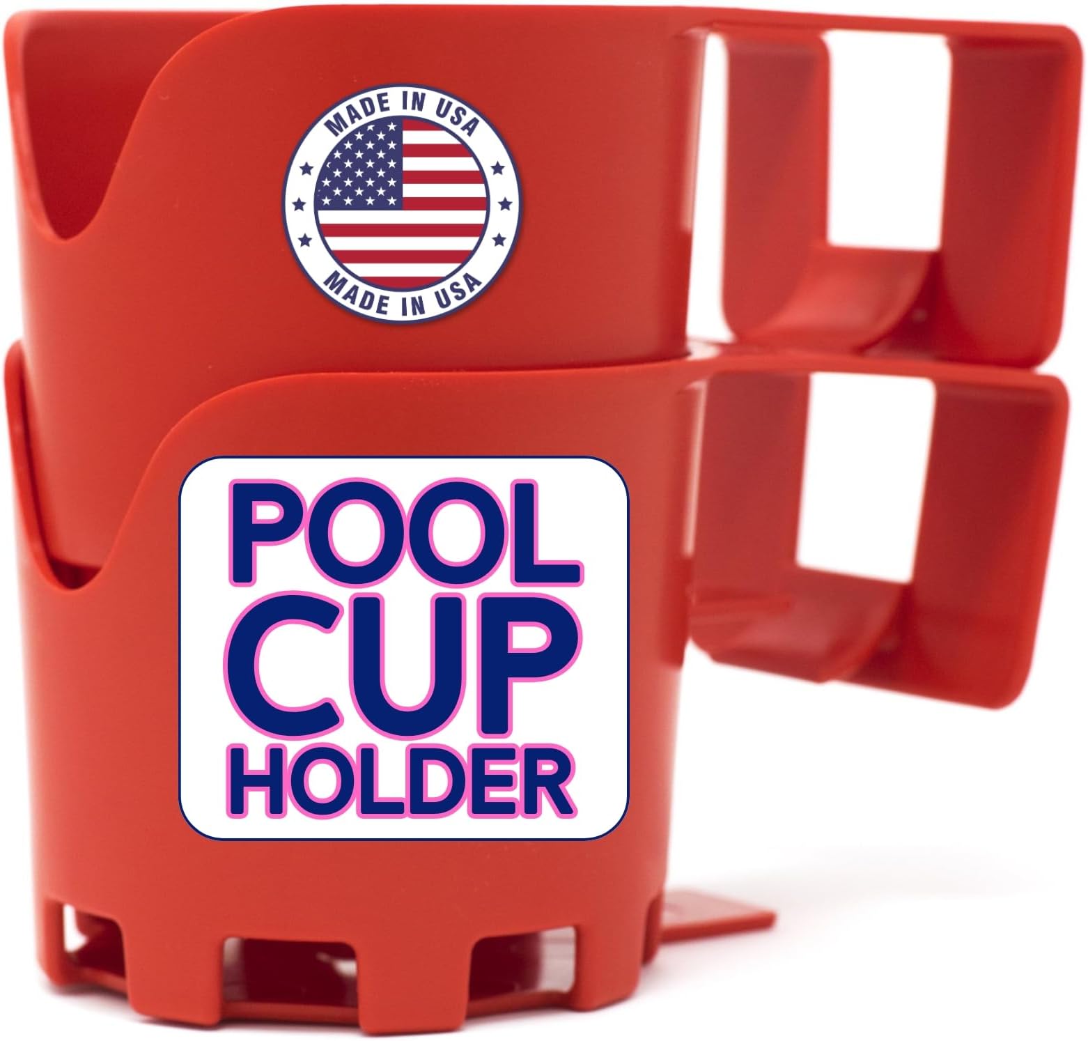 Red Poolside Cup Holder for Above Ground Pools – Clip-On Above Ground Pool Drink Holder – Pool Cup Holder for Drinks, Beer, & Accessories by Storage Theory - 2 Pack
