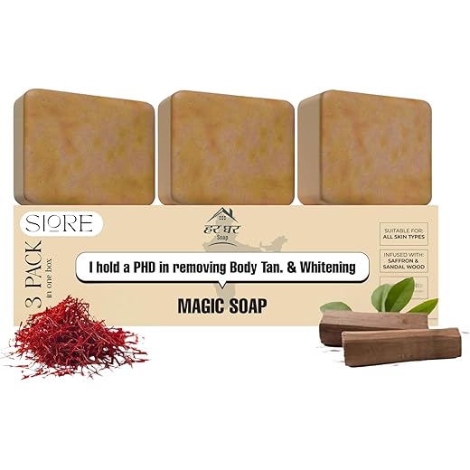 HarGhar Sandalwood Saffron Soap 300g Pack - Paraben Free