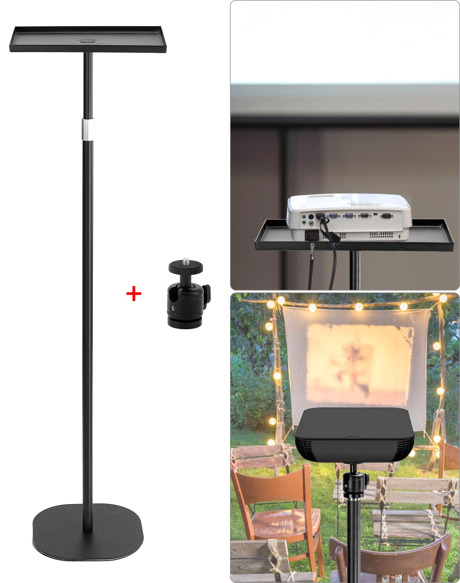 Supporto Proiettore Drsn Universale - Per Soffitto/Parete, Regolabile 34-56cm, Vassoio 35x22cm, Portata 5kg - Foto 6