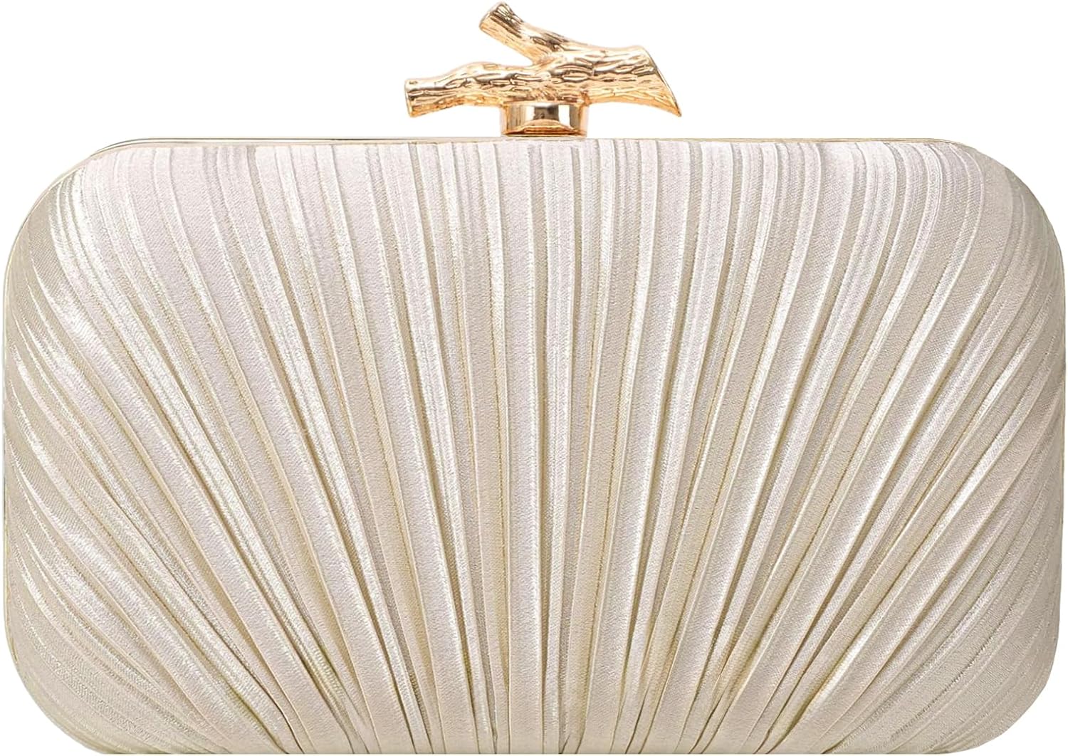 MR Satin Pleated Clutch Purse for Women - Elegant Evening Bag with Chain Strap for Weddings, Parties, Cocktails (Gold, Black, Silver, Pink, Navy)
