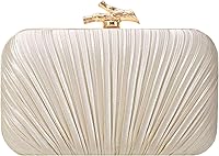 MR Satin Pleated Clutch Purse for Women - Elegant Evening Bag with Chain Strap for Weddings, Parties, Cocktails (Gold, Black, Silver, Pink, Navy)