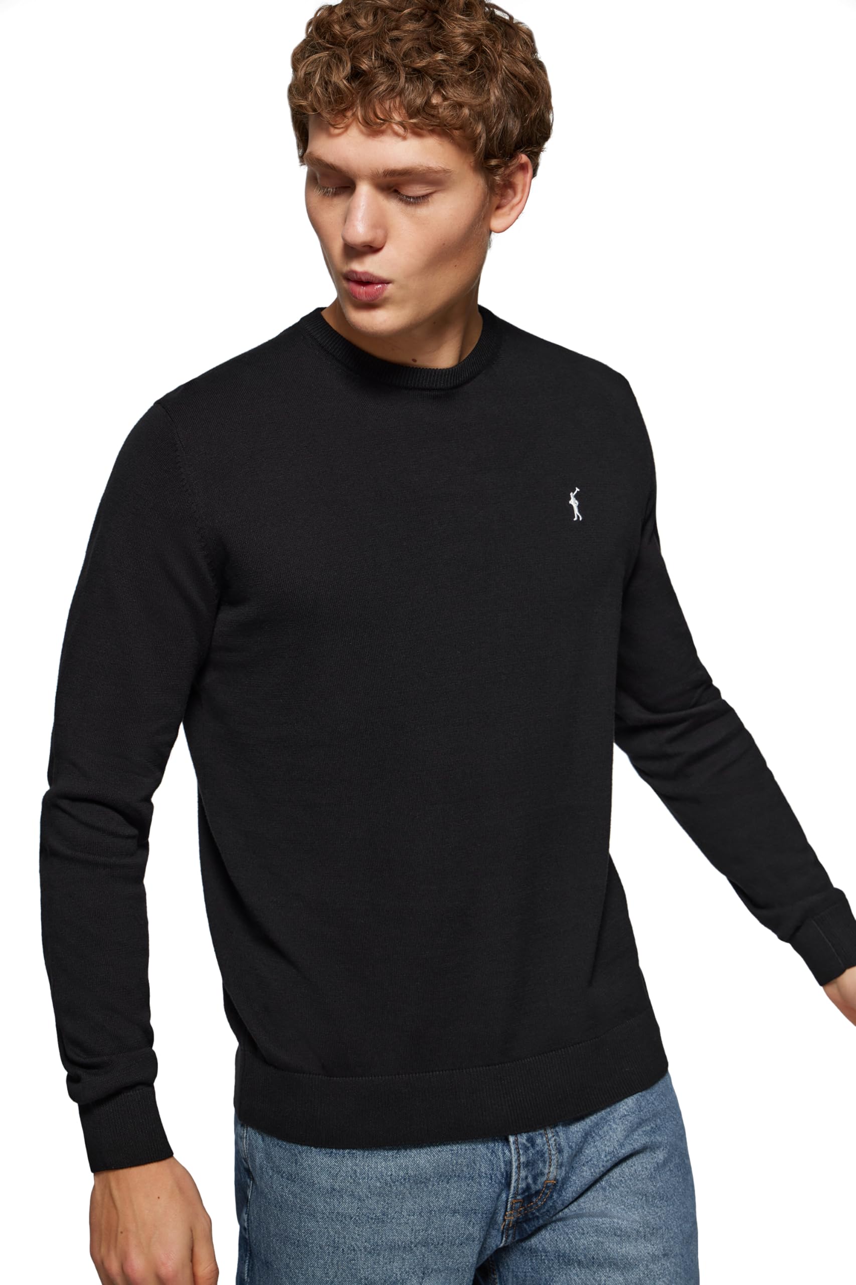 Polo Club Maglia a Maniche Lunghe da Uomo Scollo Rotondo 100% Cotone Jersey