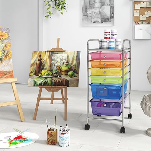 Miniatura 4 de ARLIME Carrito de almacenamiento con ruedas de 6 cajones, carrito organizador de almacenamiento multifuncional con ruedas, carrito de utilidad móvil