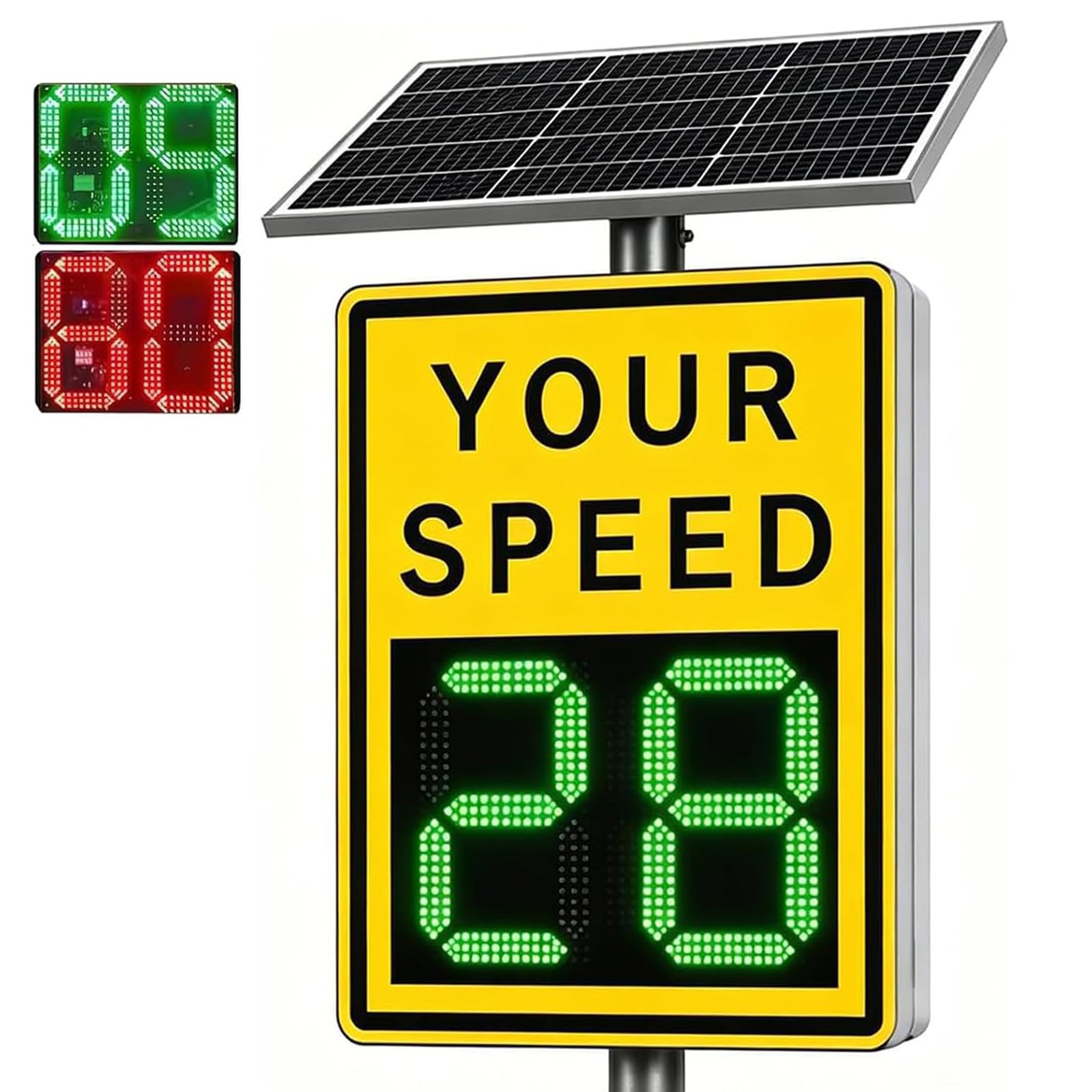 Afficheur de Vitesse Radar, Solaire, 1 à 4 Voies orange-24 * 35"