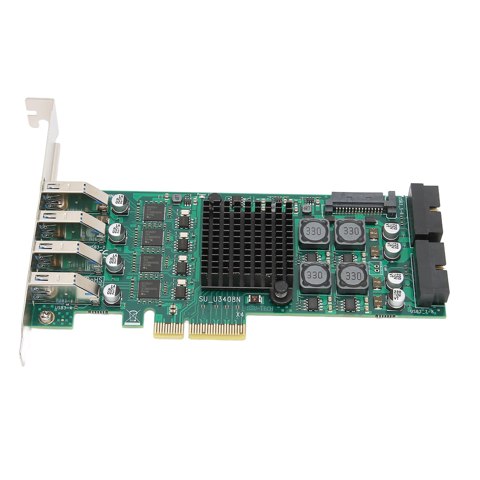 Karta Adaptera PCIE na USB3.0 Niezawodna 4-kanałowa Szybka Karta rozszerzeń PCIE na USB3.0 dla Systemów Xp, ESxI itp. na .0