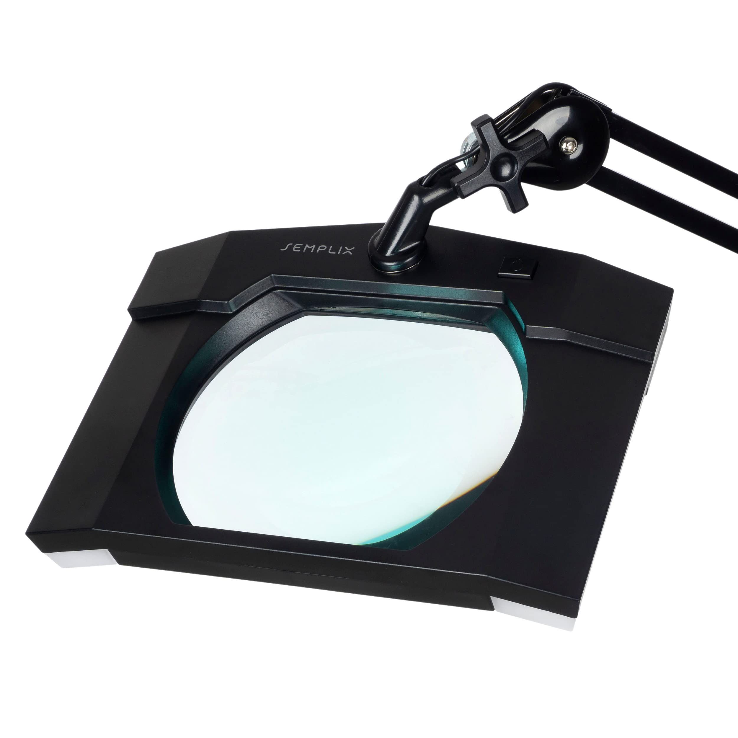SEMPLIX Lampa LED z lupą, 60 diod LED, czarna (soczewka 189 mm x 157 mm/zacisk stołowy)