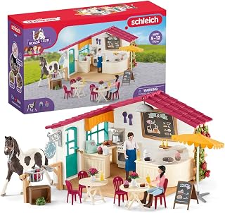 schleich HORSE CLUB - 42592 Rider Café, 97 Piece Playset with 3 x schleich Horses, Collectable Toy Animals and Horse Riding Figurines for Children Aged 5+