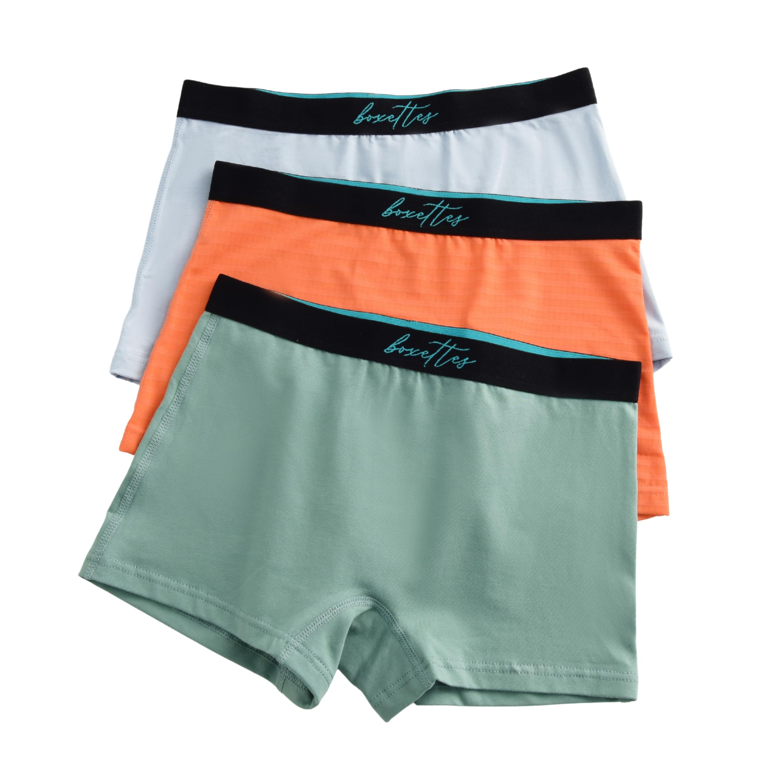 Girls Boxer Briefs 3-pack sampler Cotton Modal and Nylon Mesh Sensory-friendly Full-coverage Super soft Tagless