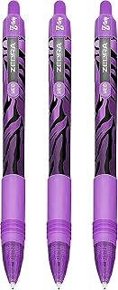 ZEBRA Z-Grip Smooth Ballpoint Pen - 1.0mm - Funky Flame - Stripe Violet Barrel - Violet Ink - Pack of 3