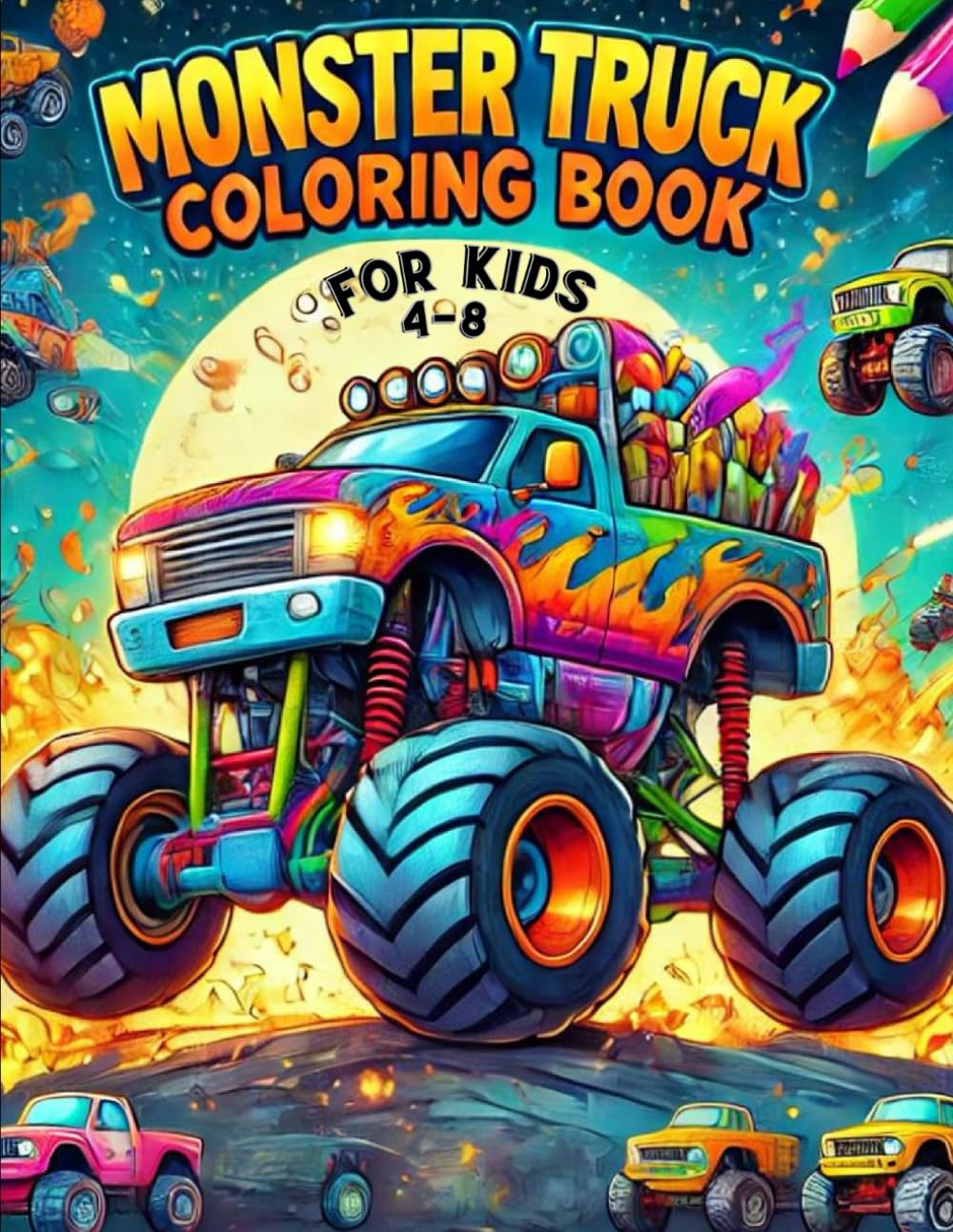 Monster Truck Coloring Book for Kids 4-8: Roaring Engines and Colorful Trucks