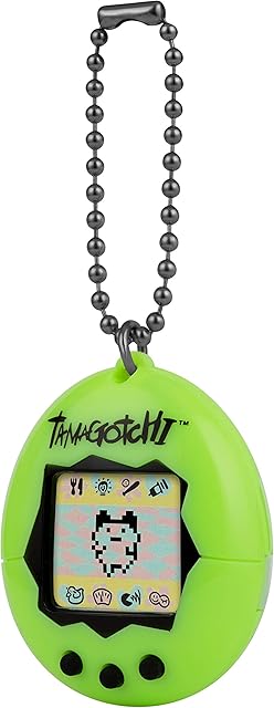 Bandai 42869 Tamagotchi oryginalny kanał neonowy, opieka, pielęgniarstwo - wirtualne zwierzę domowe z łańcuszkiem do zabawy w podróży