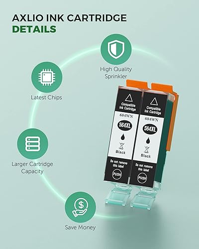 Miniatura 4 de Axlio 564XL - Cartuchos de tinta negra de repuesto para 564 564 XL, alto rendimiento compatible con Photosmart 5520 5525 6520 7520 5510 6510 7525,