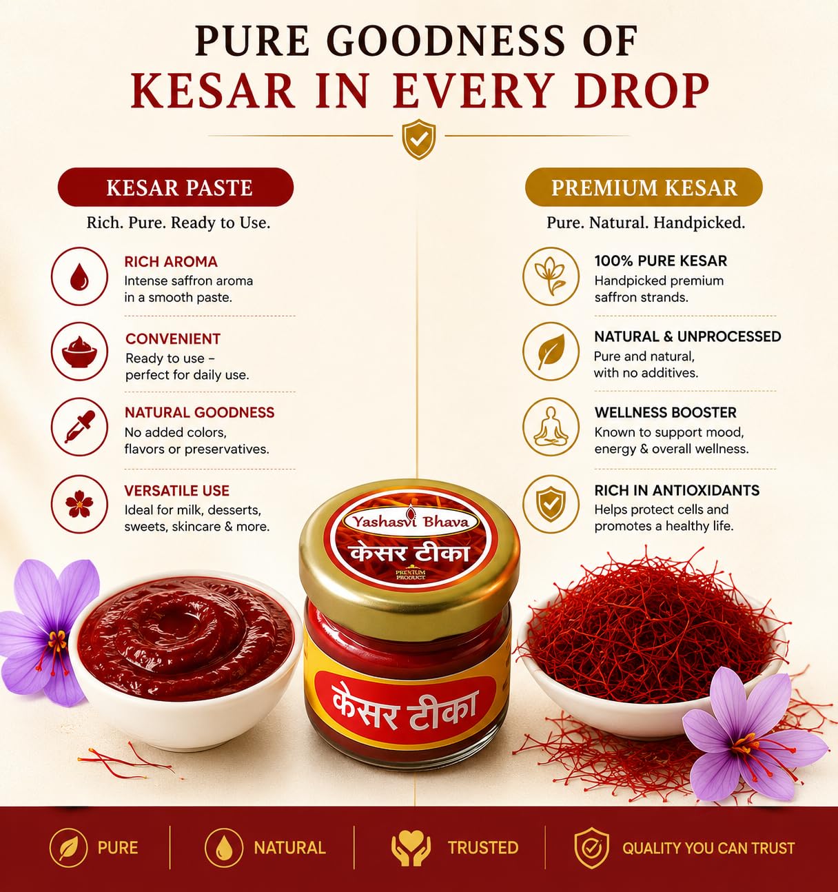 Kesar Tilak Paste & Red Thread - Spiritual Use -8 Kesar Tilak Paste & Red Thread - Spiritual Use -8