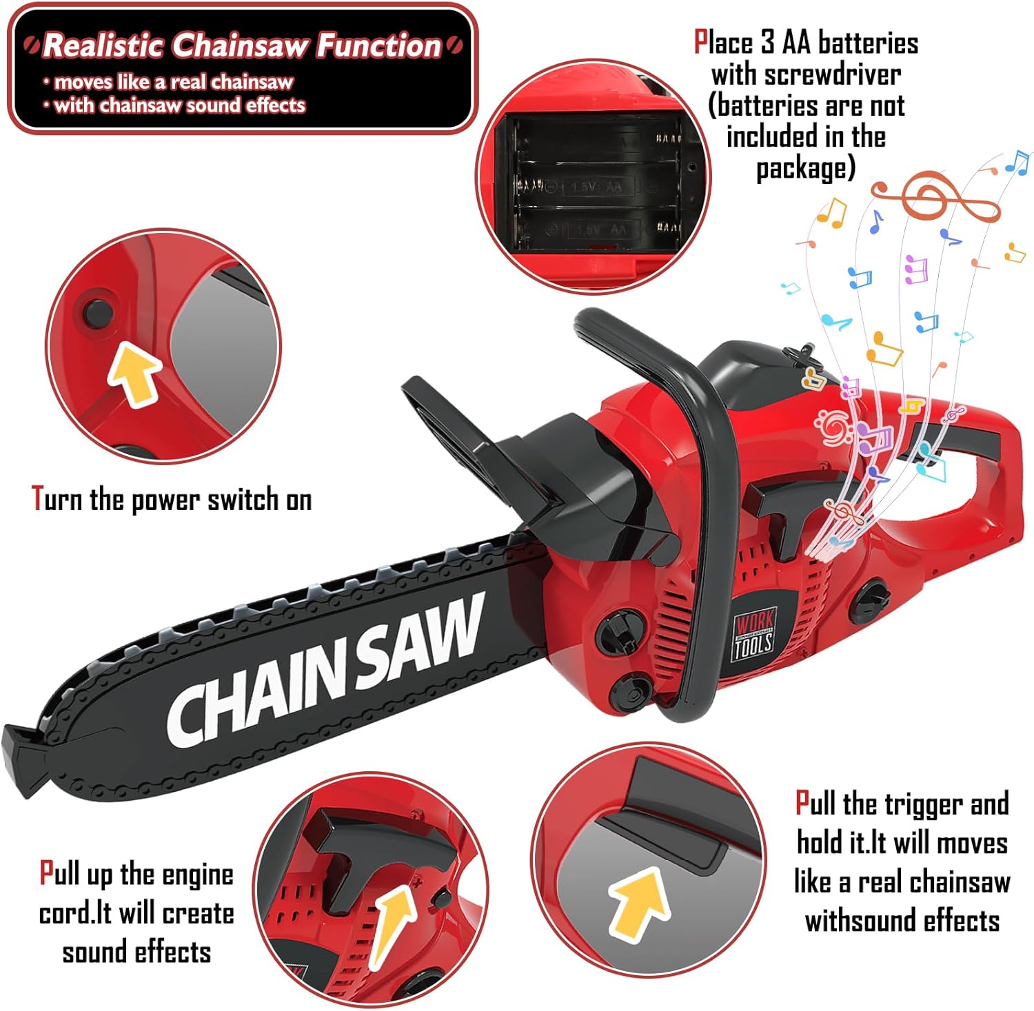 Kids Construction Tool Set for Halloween Toddler Boys Girls 3+ Ages,Red Preschool Pretend Play Tool,Toddler Toys with Electric Toy Chainsaw, Drill Toy,Toy Tools Christmas for Kids