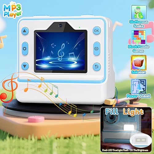 Miniatura 7 de Juguetes de cámara para niños para niños cámara de impresión instantánea, regalo de cumpleaños de Navidad para niños y niñas, pantalla de 2.4