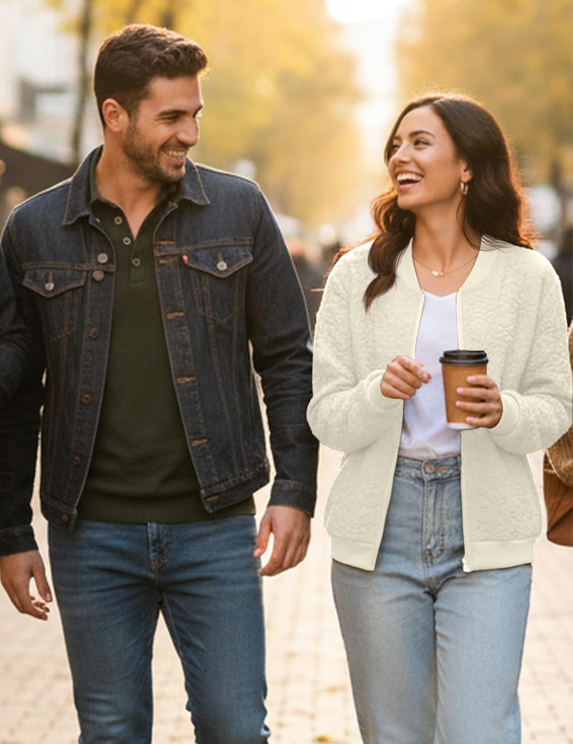 Women's Zip Up Cardigan Jacket Lightweight Casual Long Sleeve Sweatshirt Fall Outerwear Crewneck Jacquard Coat with Pockets - Image 6