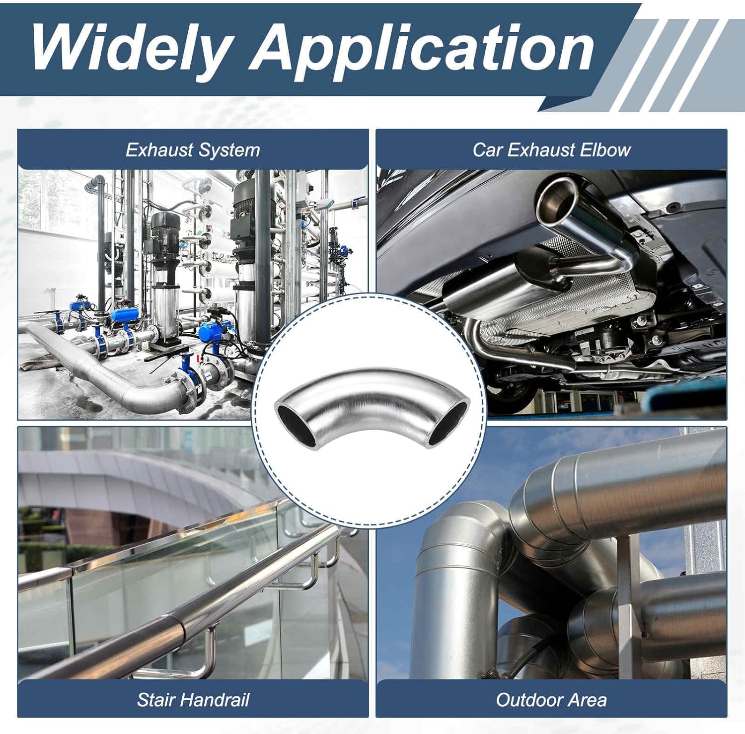 8 Pcs 90 Degree Mandrel Bend Elbow (1-1/4" OD) -304 Stainless Steel Bend Tube Exhaust Elbow Pipe 1.5mm Wall Thickness, Stable Car Modified Exhaust System, Fits Stair Handrail