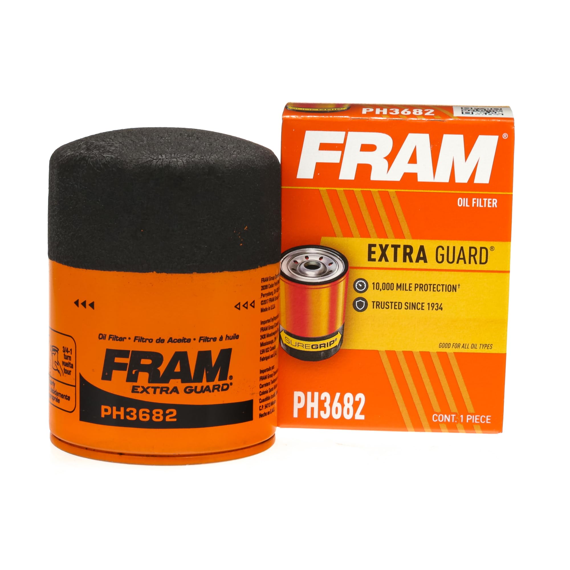 FRAM Extra Guard PH3682, 10K Mile Change Automotive Replacement Interval Spin-On Engine Oil Filter for Select Vehicle Models