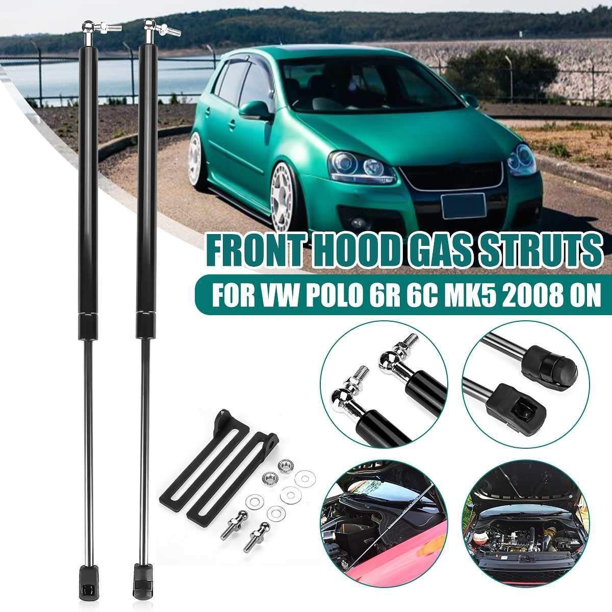 2 uds, Capó de capó de Repuesto, Resorte de Gas, Barras de puntal de elevación, Varilla de Soporte, puntales de Gas adecuados para VW Polo 6R 6C 2008-2019