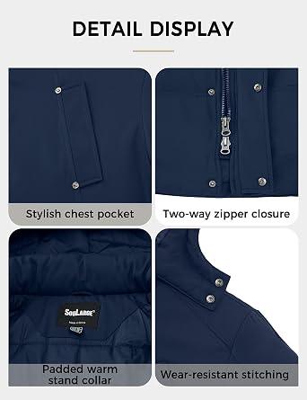Soularge Men's Big and Tall Winter Hooded Warm Puffer Jacket