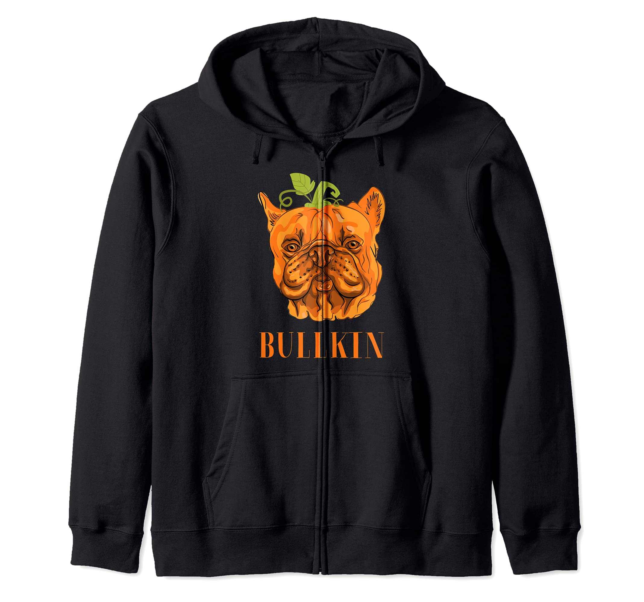 Bullkin Bulldog Pumpkin Halloween Kids Boys Thanksgiving Zip Hoodie