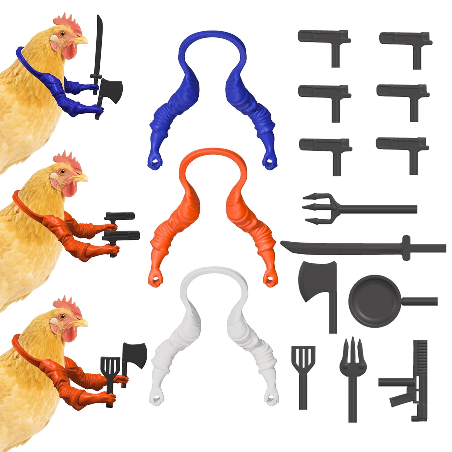 3pcs Plastic Chicken Arms to Put on Chickens, Funny Chicken Costumes with 13pcs Props, Creative Toy Accessories for Chicken Cosplay and Social Media Content