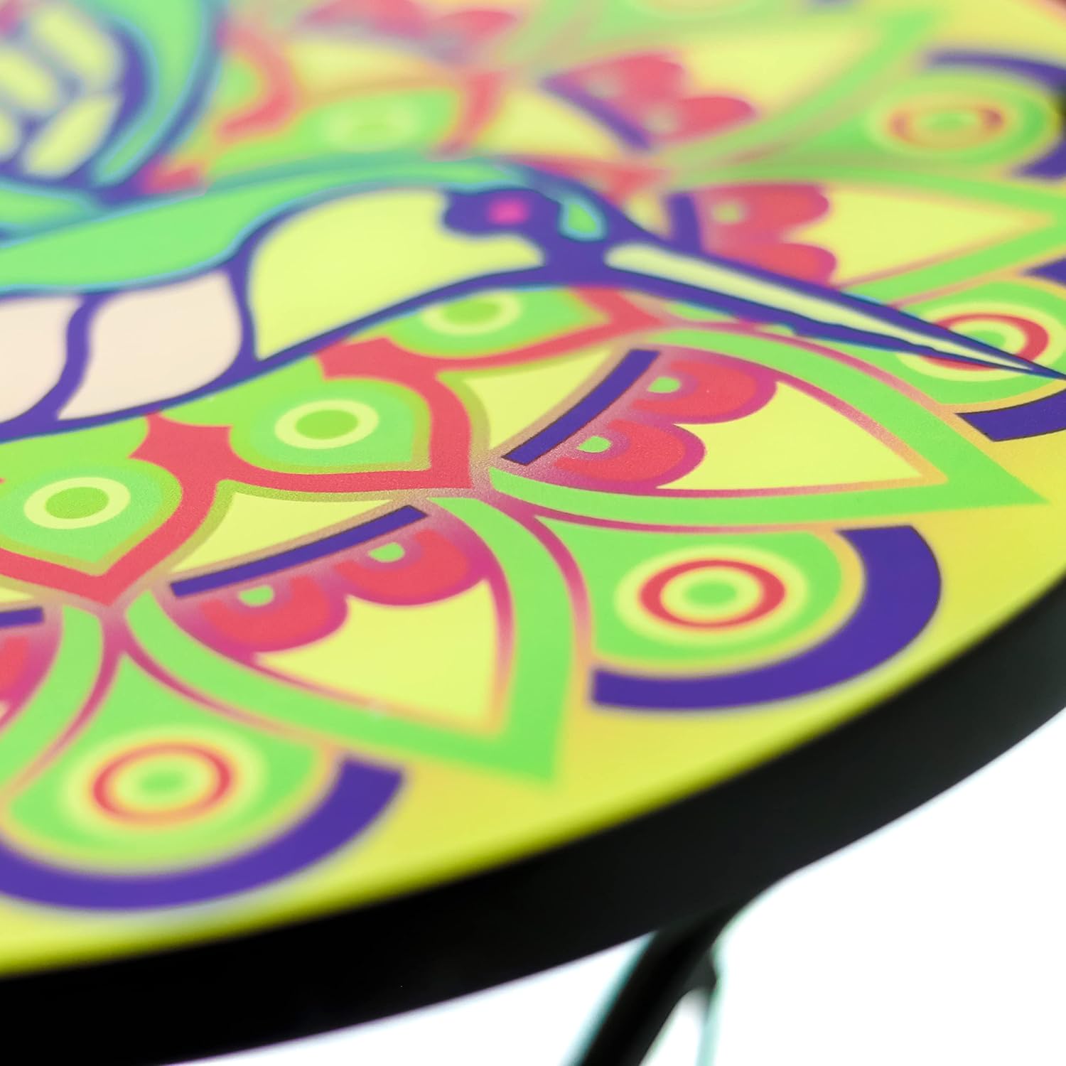 Trademark Innovations 22" Hummingbird Design Glass & Metal Side Table