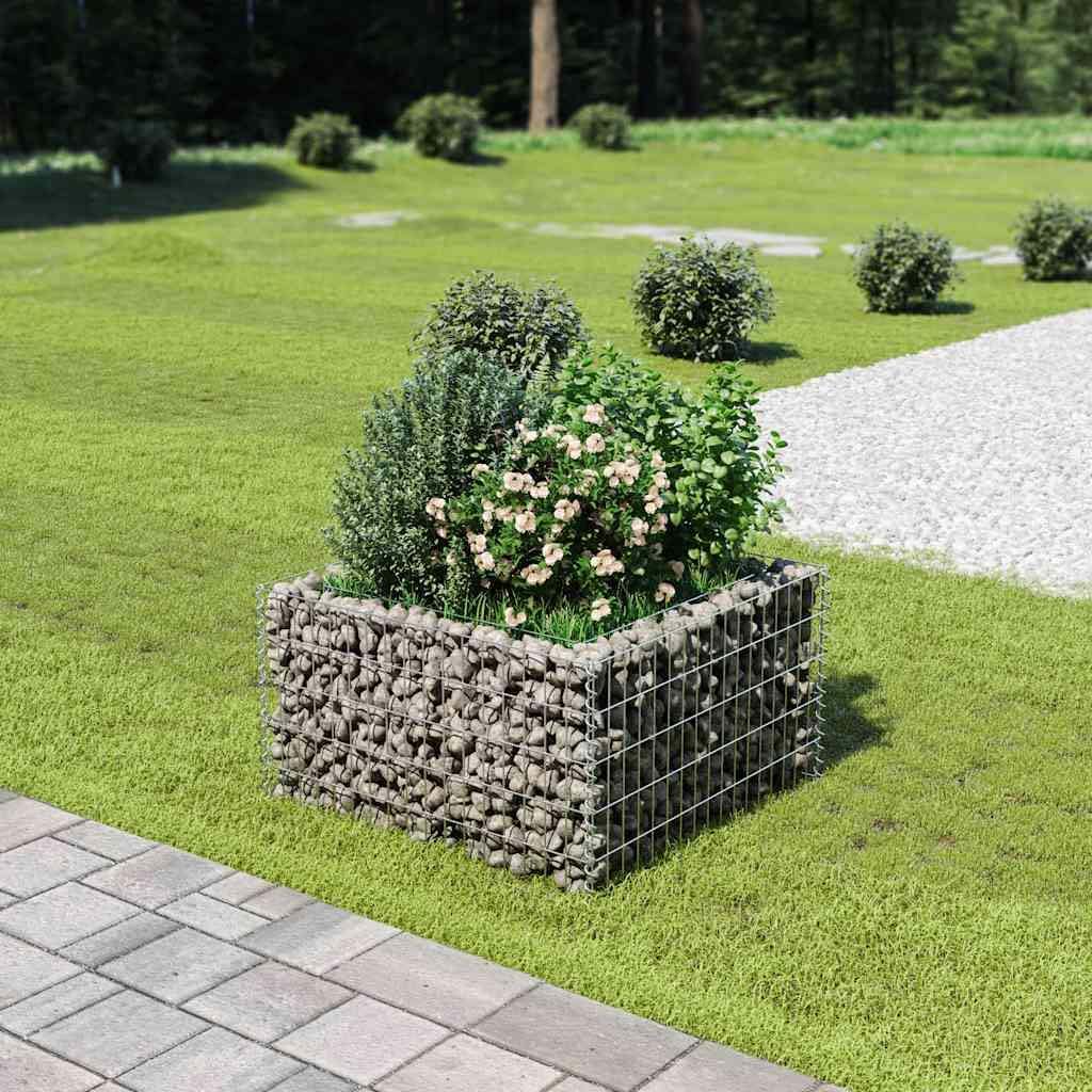 Podwyższona donica gabionowa ze stali galwanizowanej 90x90x50 cm duża skrzynia ogrodowa na kwiaty stabilna rama rabatowa wytrzymała na rdzę i warunki atmosferyczne do wypełnienia kamieniami