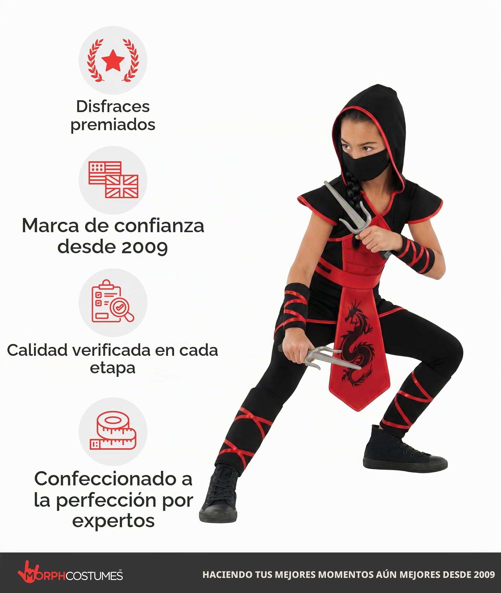 Morph Disfraz Ninja Niña, Disfraz Halloween Niña