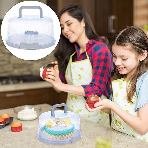 Miniatura 2 de BESTOYARD Soporte para tartas de 10 pulgadas con tapa, portador para tartas, cubierta de alimentos, con tapa de cúpula, soporte portátil para