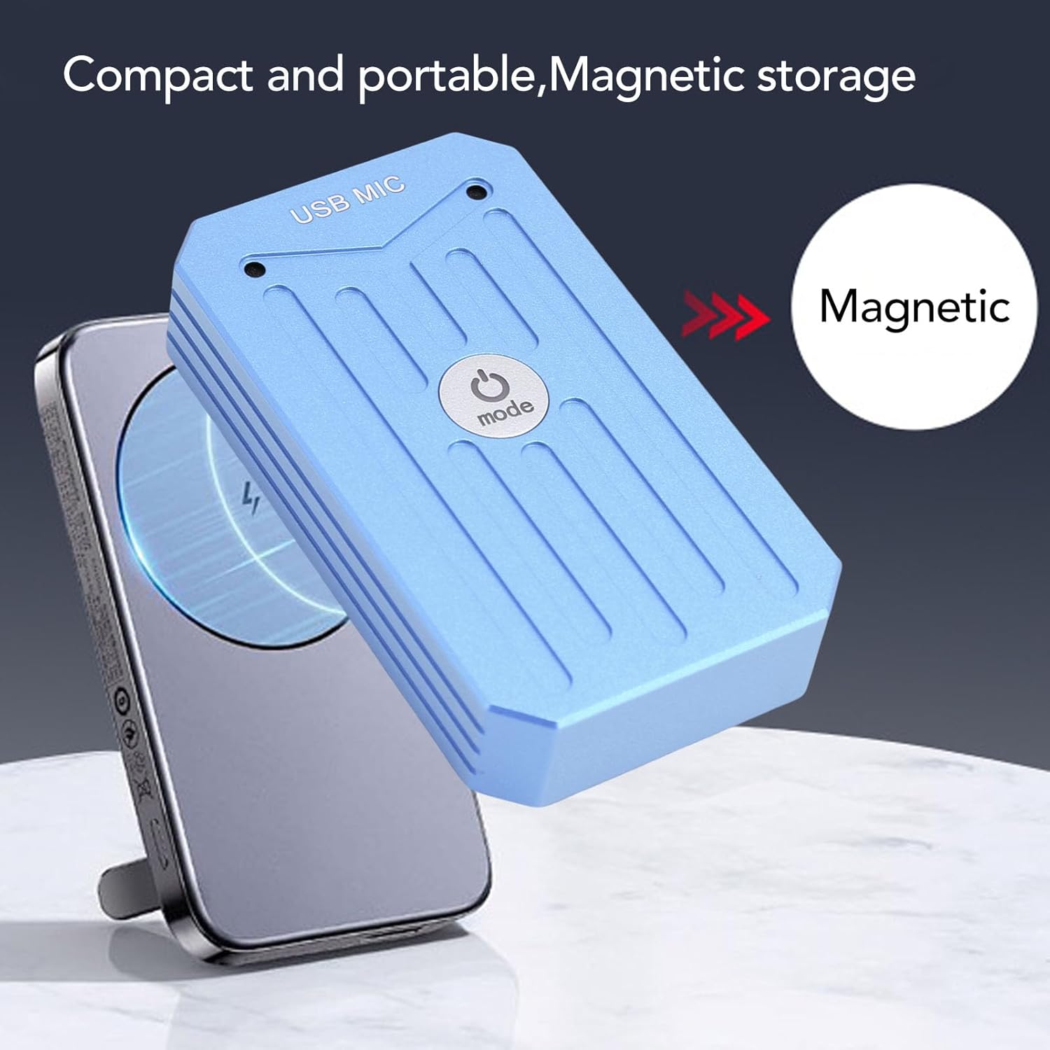 USB Microphone, 2CH Dual Channel Microphone 2 Channel Mic with Pickup Distance 360° Omnidirectional Noise Canceling Chip for Laptop Desktop Computer Video Calls (Royal Blue)