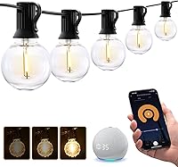 Vista 11 de XMCOSY+ Guirnalda de luces inteligentes para exteriores, luces de patio G40 de 75 pies con 34 bombillas LED regulables, control WiFi y aplicación