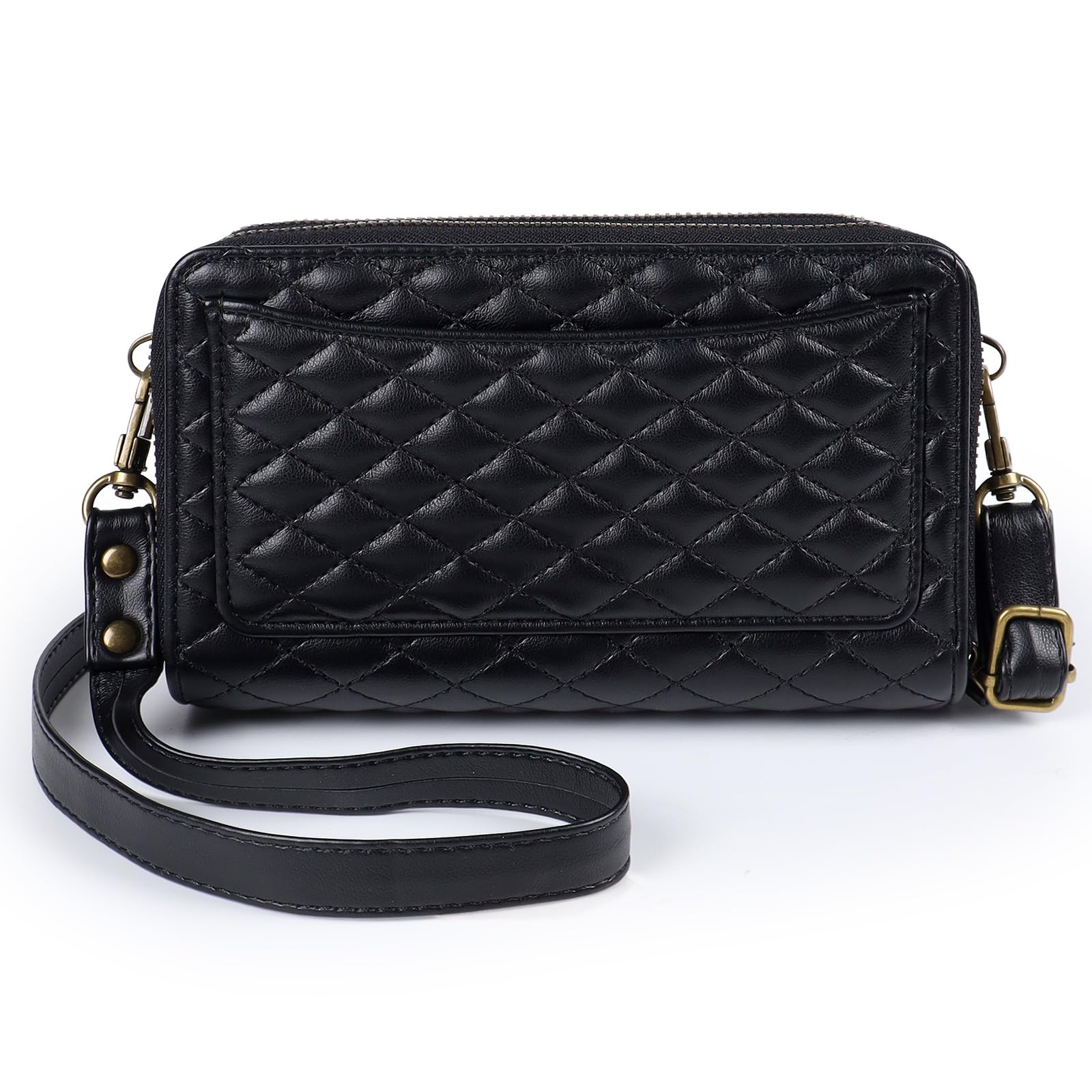 Harryshell Kompatibel mit iPhone 13 Pro Max 6,7 Zoll 2021, Brieftasche, mehrere Reißverschlüsse, abnehmbare magnetische Hülle, Geldbörse mit Kartenfächern, Spiegel, Crossbody (kompatibel mit Magsafe