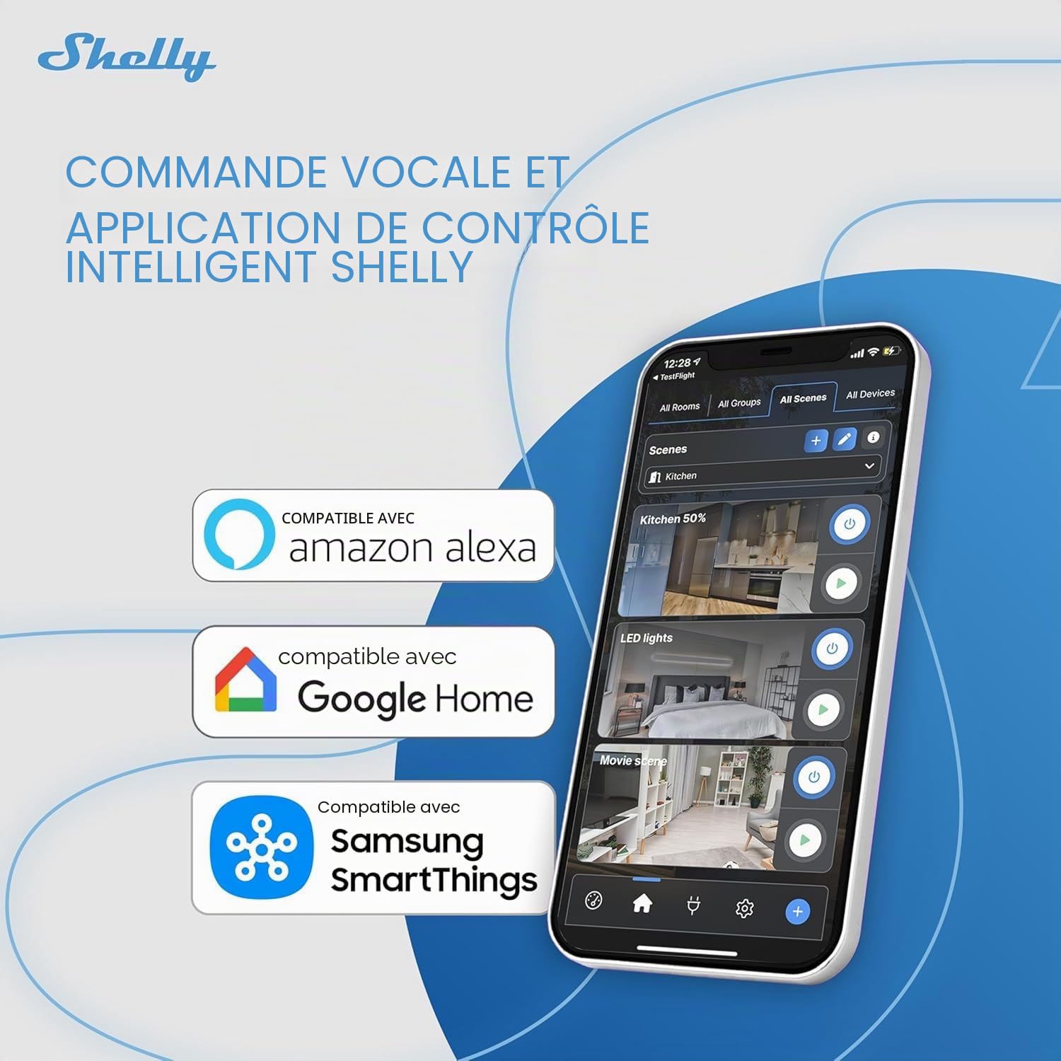 Shelly 1PM Mini Gen4, Commutateur relais intelligent géré par Wi-Fi, 1 canal, 8A, mesure de puissance, domotique, aucun hub requis, Alexa, Apple HomeKit et Google Home, Zigbee et Matter (4 pièces)