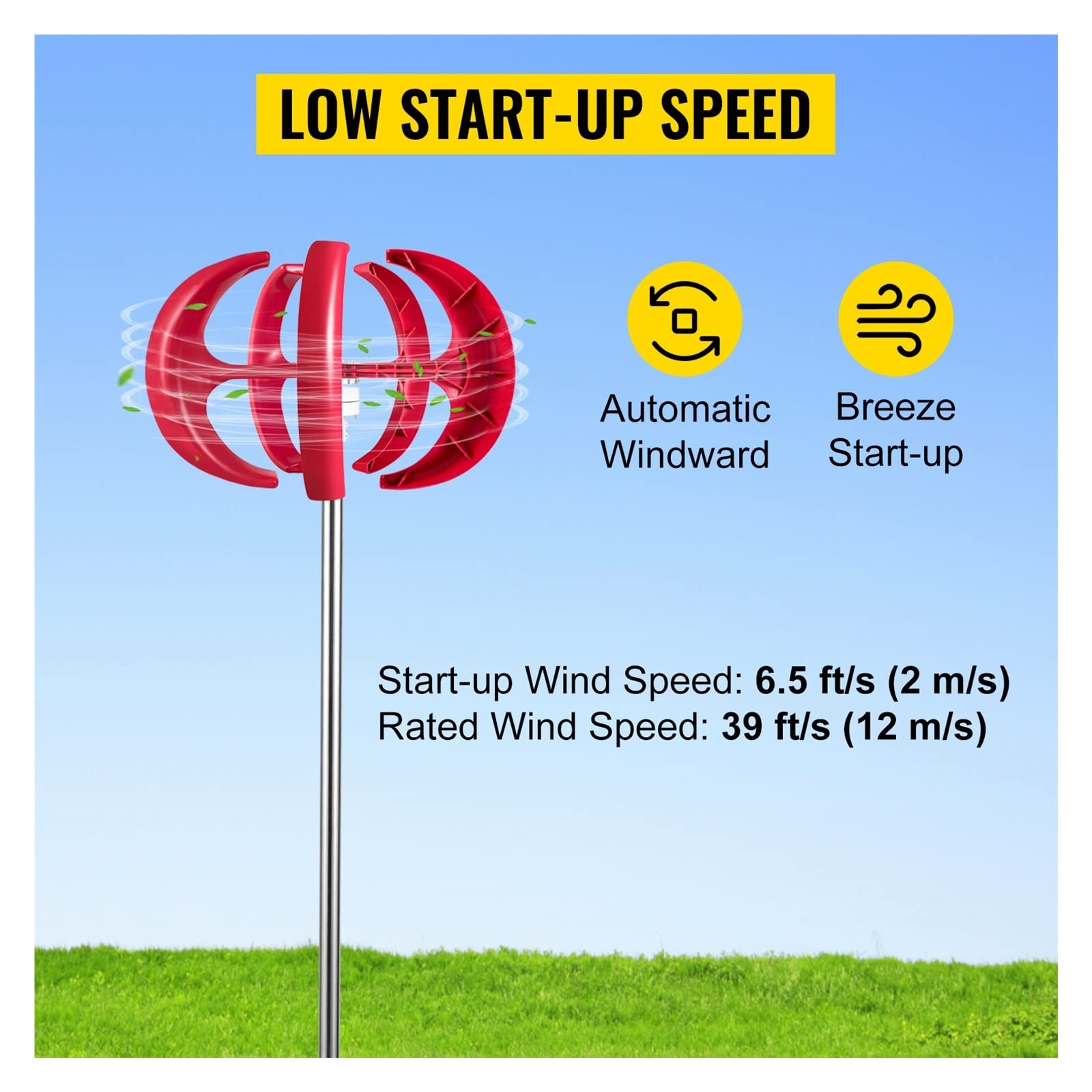 Turbina eolica ad asse verticale 12V 100W/400W/600W Generatore di energia alternativa VAWT Piccolo mulino a vento Energia libera con controller per professionisti e appassionati del fai da te(100W Bui
