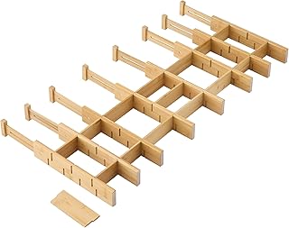 FILWH Bamboo Drawer Dividers with Inserts kitchen drawer organizer Adjus...