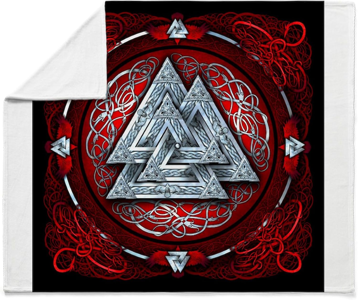 CafePress Norse Valknut Tapestry Red Throw Blanket Super Soft Fleece Plush Throw Blanket, 60"x50"