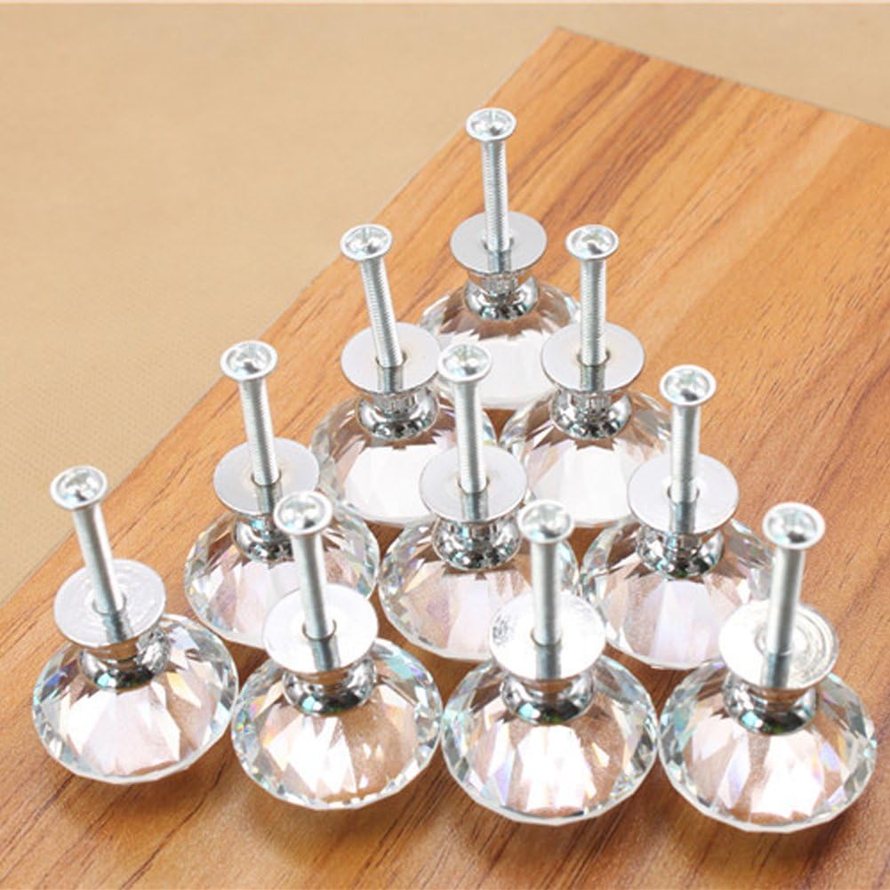 NORTHERN BROTHERS Dresser Drawer Knobs Crystal Glass knobs Cabinet knobs Pulls Handle Cupboard Knobs for Home Office Cabinet Kitchen (20 Pack, Silver)