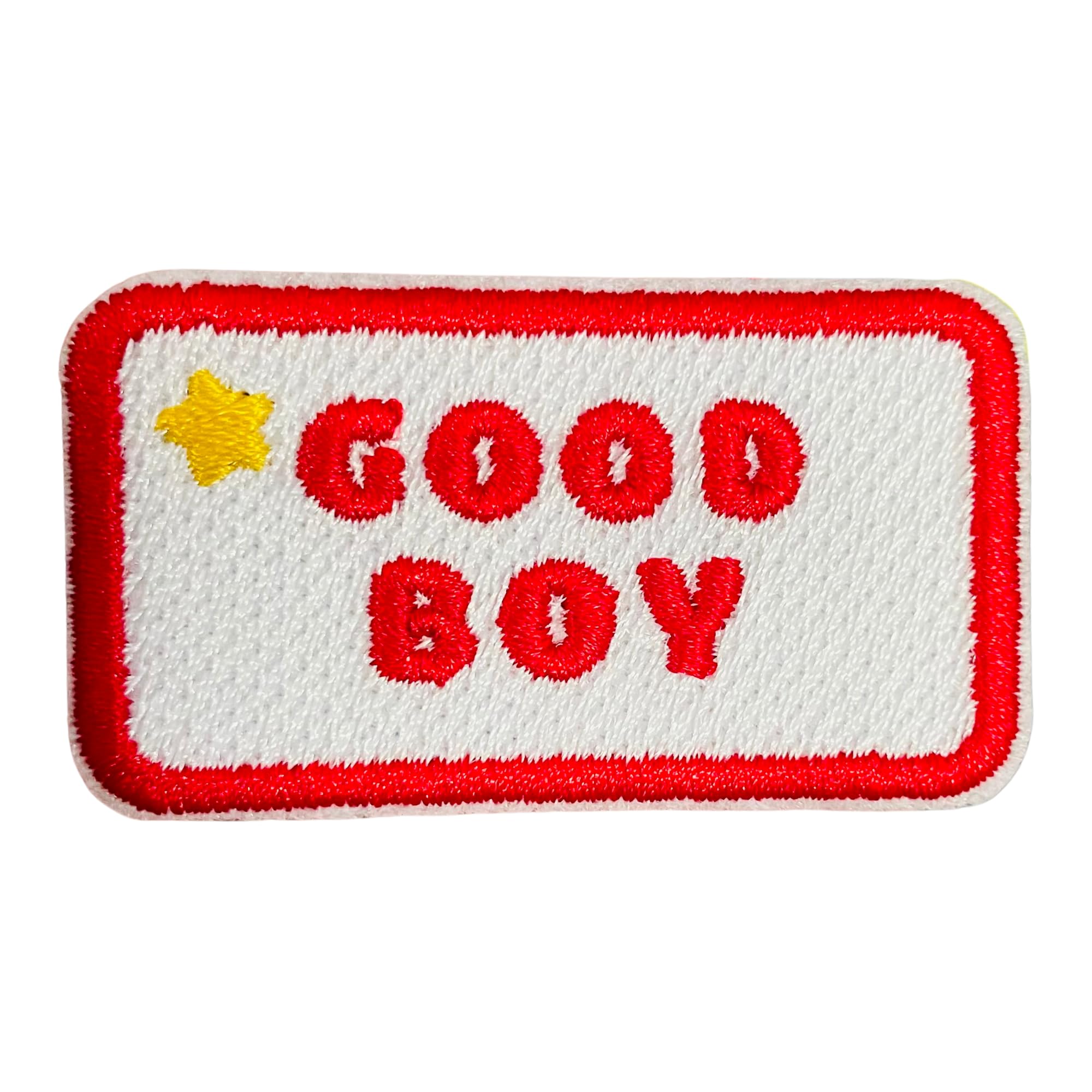 Customizable Iron On/Sew On Merit Badge - 1 Pc Embroidered Patch Featuring Good Boy Text, Ideal for Dog Bandanas, Jackets, Harnesses, Blanket, Clothes, Easy to Apply