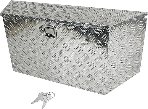 Miniatura 1 de Gooeap 39 x 16.5 x 12 pulgadas, plateado, resistente, 5 barras, de aluminio, caja de lengua para remolque, caja de herramientas, organizador de