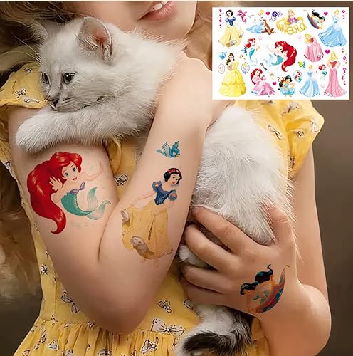 Miniatura 4 de 8 hojas de tatuajes de princesa para niñas
