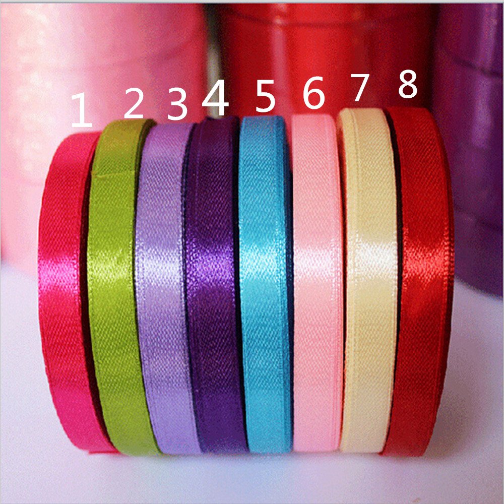 Generic Чёрный никель : Ленты 25 М/Рулон 6 мм Ширина Красочные Шелковый Атлас Свадьба Украшение Подарок Ремесло Шитья Ткани Ленты Ткани ленты DIY